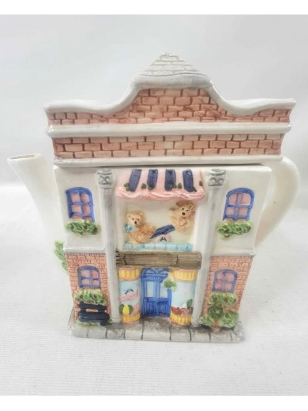 Toy Shop VINTAGE White/Multicolor Teapot w/Lid by Starite Industries, H-7